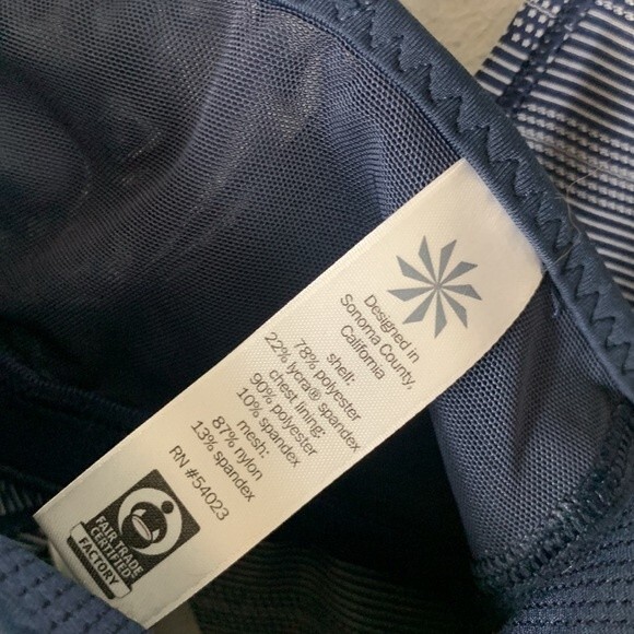 Athleta Max Out Navy Striped Side Tie Tank Top Removable Strappy Sports Bra Sz M - Picture 10 of 12